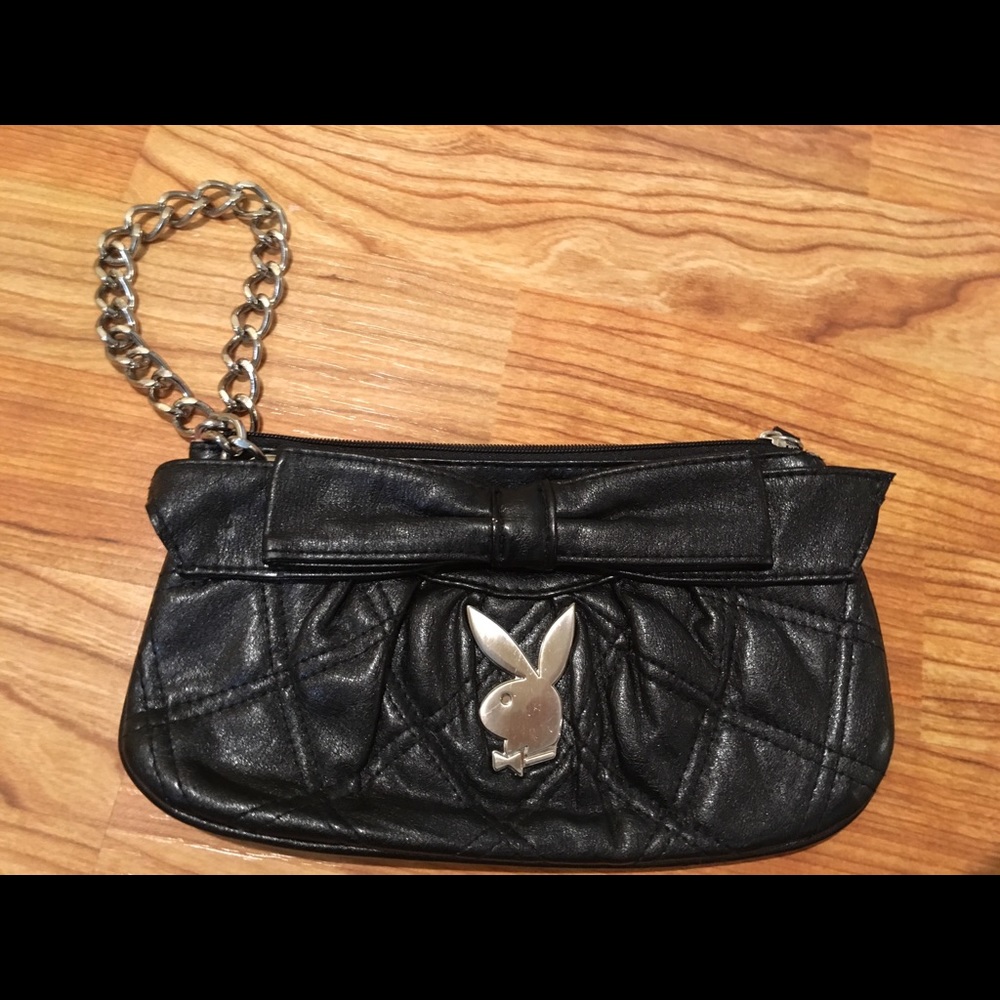 Black playboy bunny chain wristlet